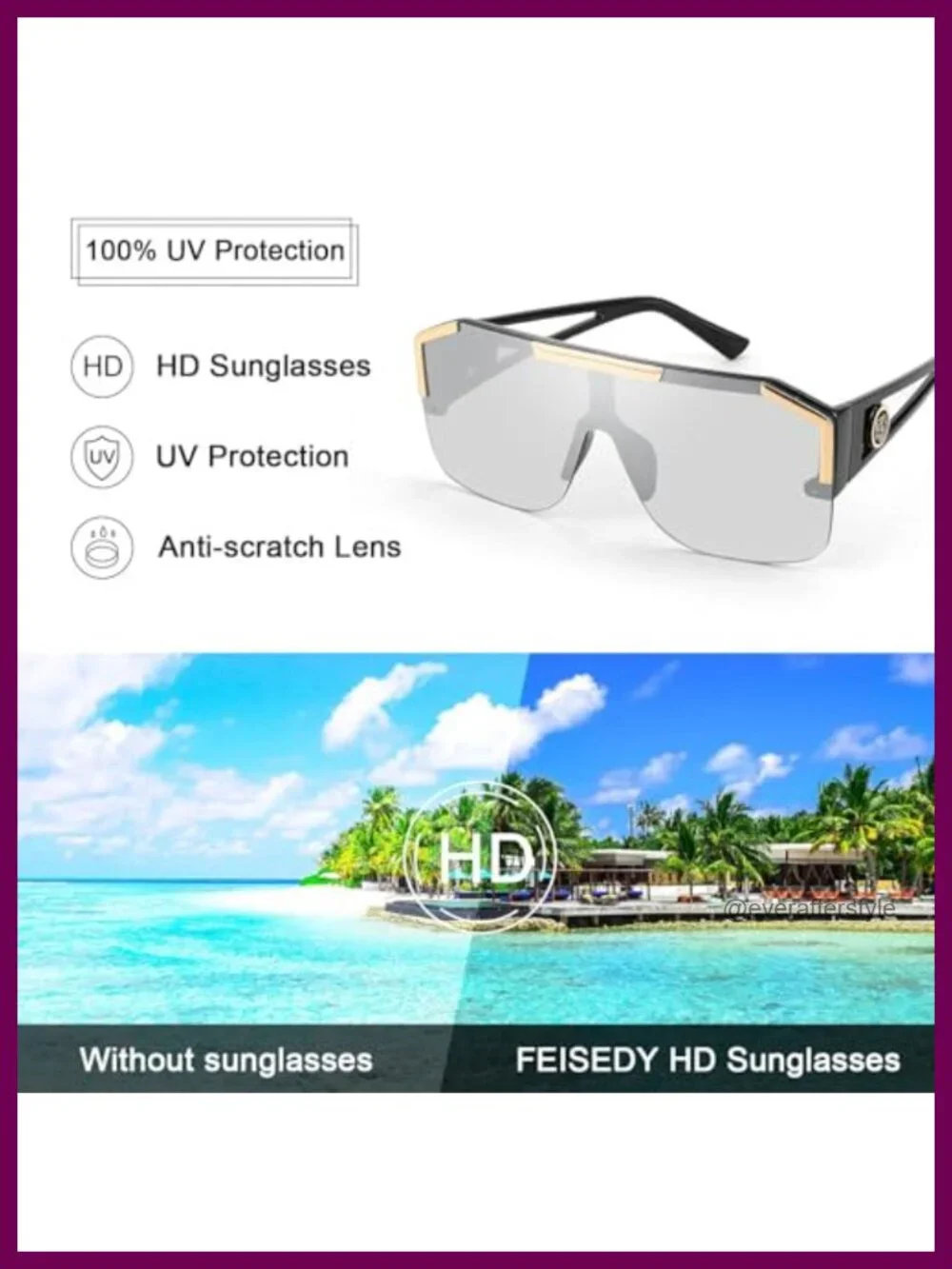 Oversized Square Shield Sunglasses UV400 Polarized